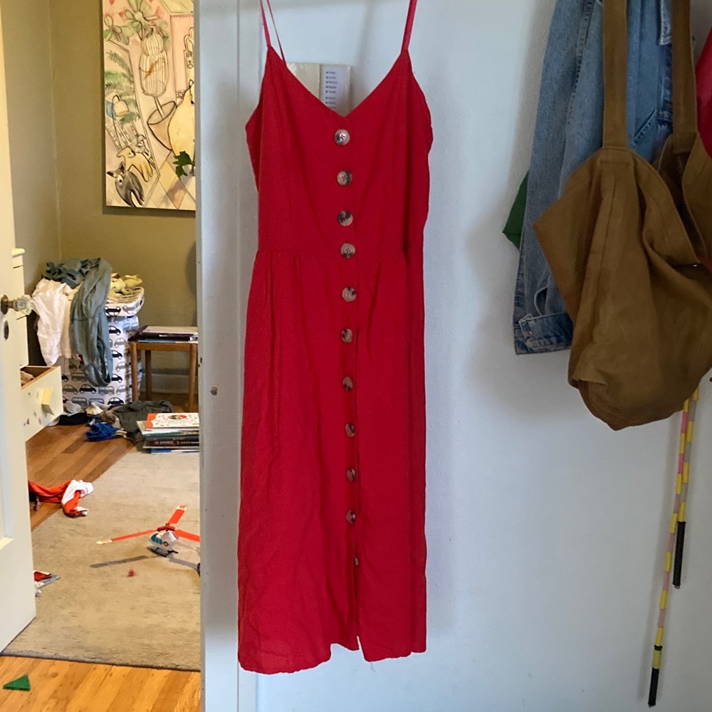 Red Button-Down Women's Dress